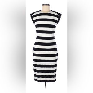 Banana Republic Black & White Striped Stretch dress EUC women’s size 10 Petite